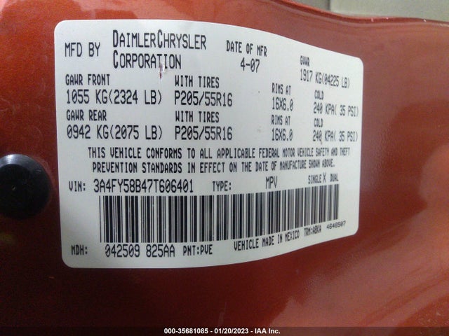 Chrysler Pt Cruiser 2007 3A4FY58B47T606401 Image 10