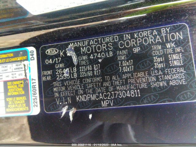 KNDPMCAC2J7304811 KIA Sportage Lx