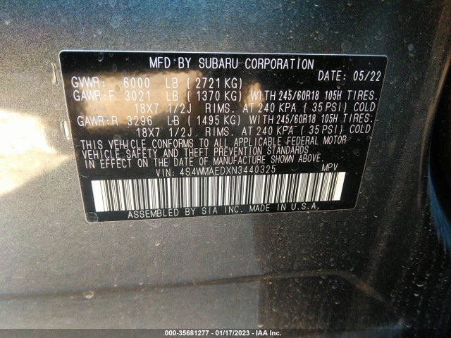 Subaru Ascent Premium 2022 4S4WMAEDXN3440325 Image 10