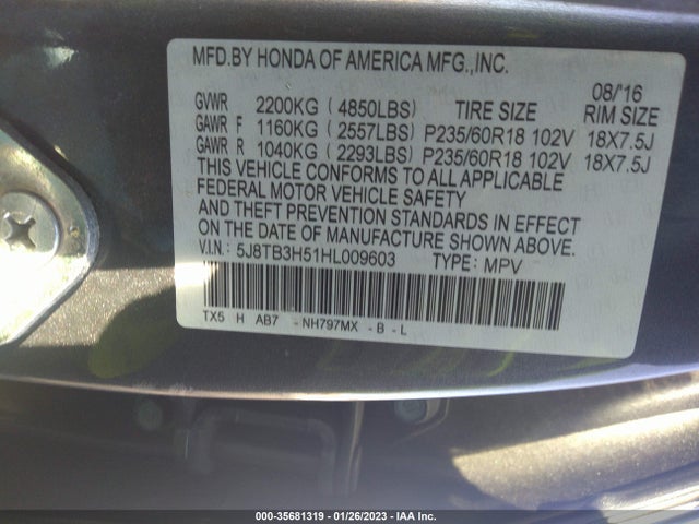 Acura Rdx W 2017 5J8TB3H51HL009603 Image 9