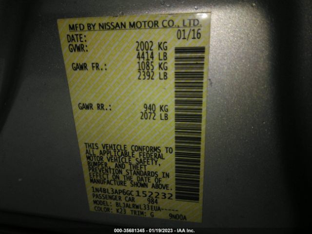 1N4BL3AP6GC152232 Nissan ALTIMA 3.5