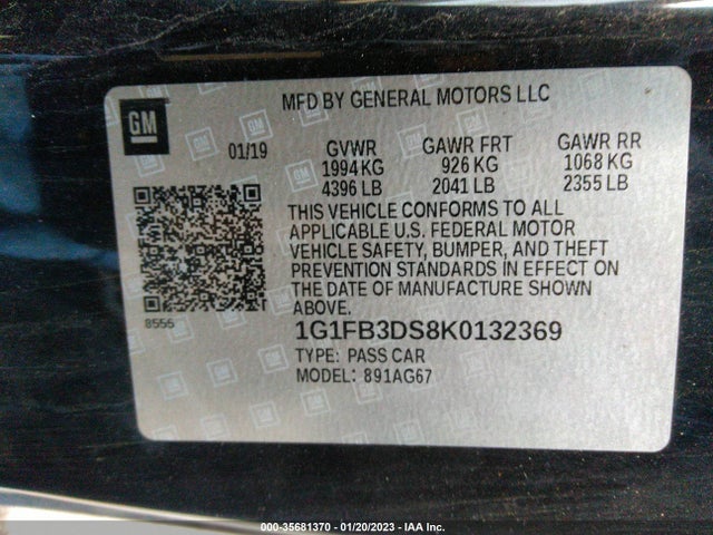Chevrolet Camaro 1lt 2019 1G1FB3DS8K0132369 Image 11