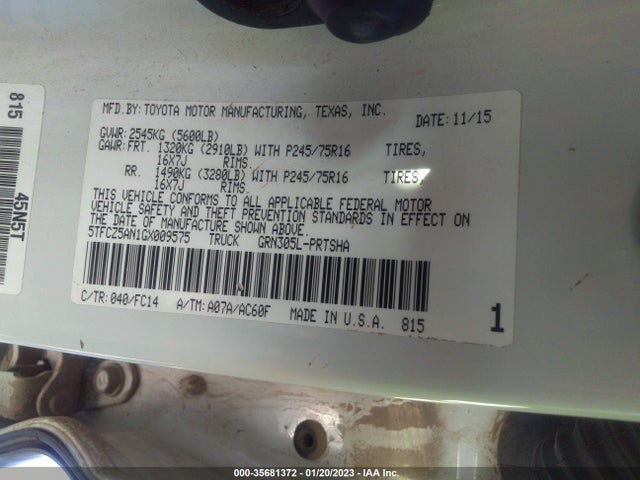 Toyota Tacoma Sr5 2016 5TFCZ5AN1GX009575 Image 10