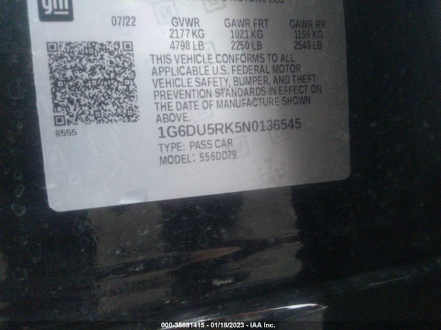 2022 Cadillac CT5, VIN: 1G6DU5RK5N0136545