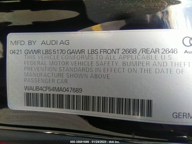 WAUB4CF54MA047689 Audi S5 Sportback Prestige