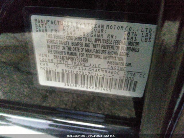 3N1AB7AP8KY391459 Nissan SENTRA SV