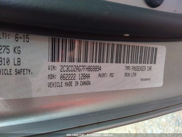 Dodge Challenger Sxt 2015 2C3CDZAG7FH868894 Image 9