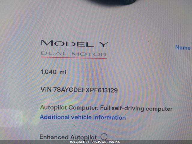 Tesla Model Y Performance 2023 7SAYGDEFXPF613129 Image 9