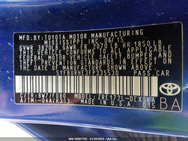 Toyota Corolla L/le/s/s Plus/le Plus 2015 5YFBURHE3FP335530 Image 10