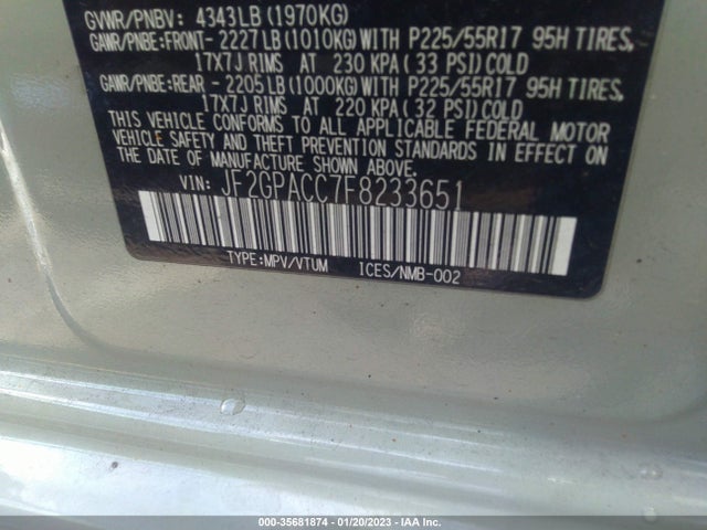 JF2GPACC7F8233651 Subaru Xv Crosstrek Premium