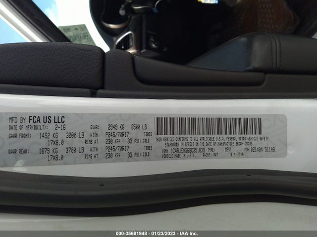 2016 Jeep Grand Cherokee, VIN: 1C4RJEAG6GC351839