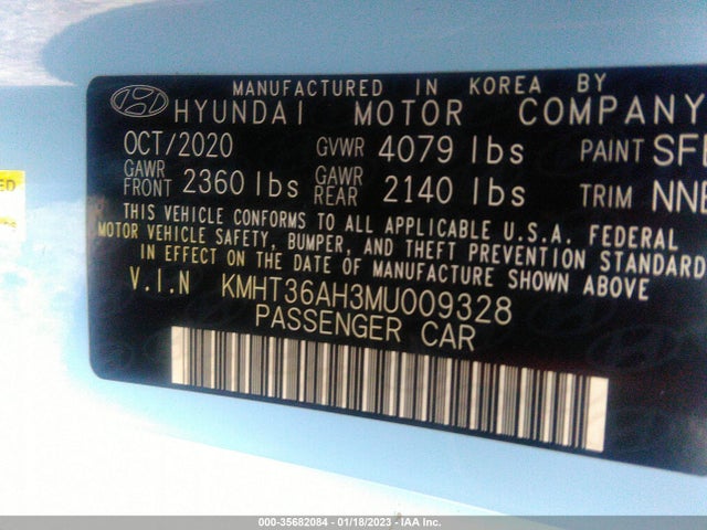 2021 Hyundai Veloster, VIN: KMHT36AH3MU009328