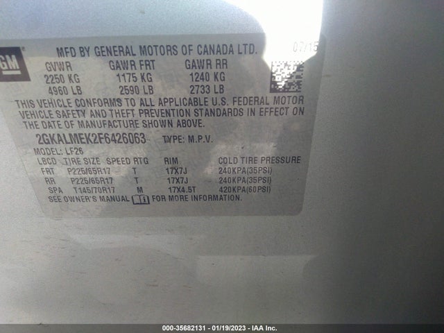 2015 GMC Terrain, VIN: 2GKALMEK2F6426063