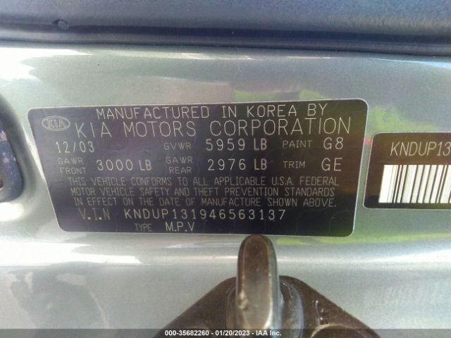 KNDUP131946563137 KIA Sedona Lx/ex