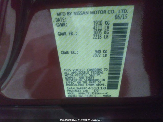 2015 Nissan Altima, VIN: 1N4AL3AP8FC455118