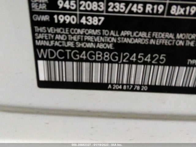 2016 Mercedes-Benz GLA-Class, VIN: WDCTG4GB8GJ245425