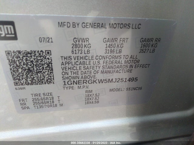 Chevrolet Traverse Lt Cloth 2021 1GNERGKW5MJ251495 Image 9