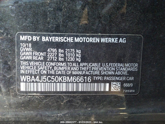 BMW 4 Series 440i 2019 аукцион фото