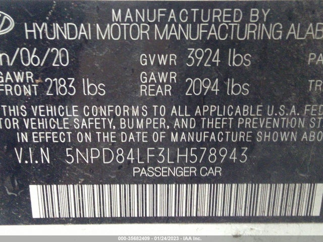 Hyundai ELANTRA SEL 2020 5NPD84LF3LH578943 Image 9