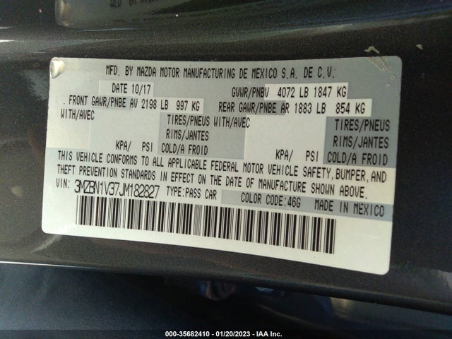 2018 Mazda 3, VIN: 3MZBN1V37JM182827