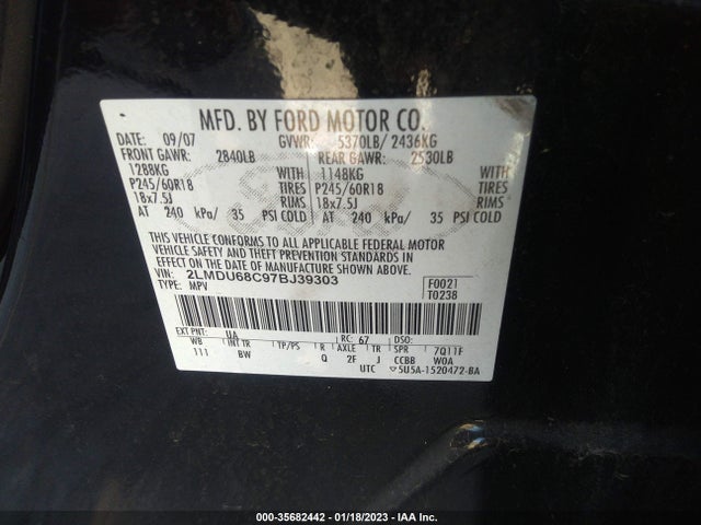 Lincoln MKX 2007 2LMDU68C97BJ39303 Image 10