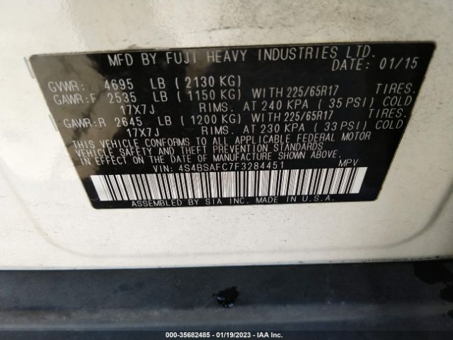 4S4BSAFC7F3284451 Subaru Outback 2.5i Premium