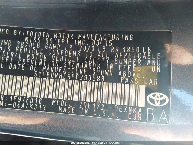 Toyota Corolla 2015 5YFBURHE9FP293588 Image 10