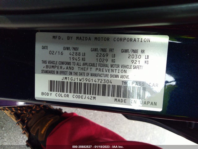 2016 Mazda 6, VIN: JM1GJ1W59G1472304