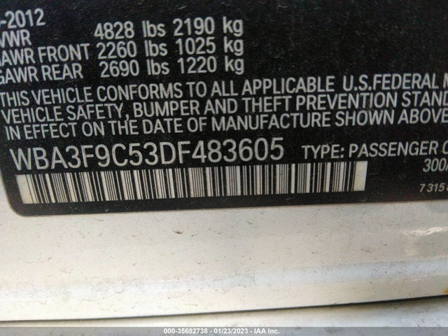 BMW 3 Series Activehybrid 3 2013 WBA3F9C53DF483605 Image 10