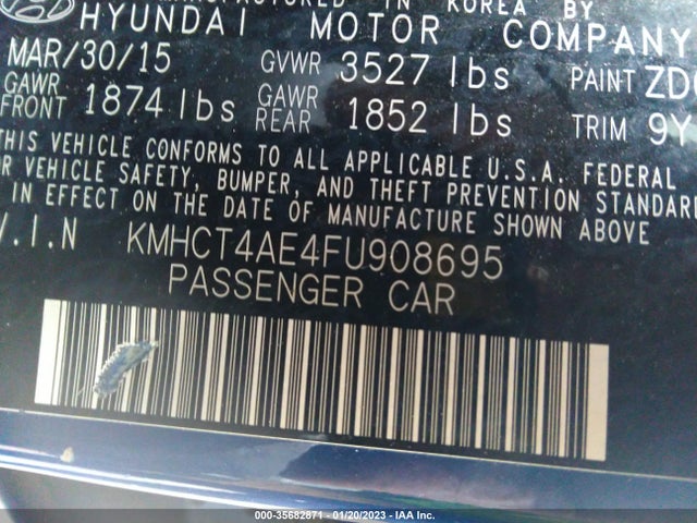 2015 HYUNDAI ACCENT GLS VIN: KMHCT4AE4FU908695