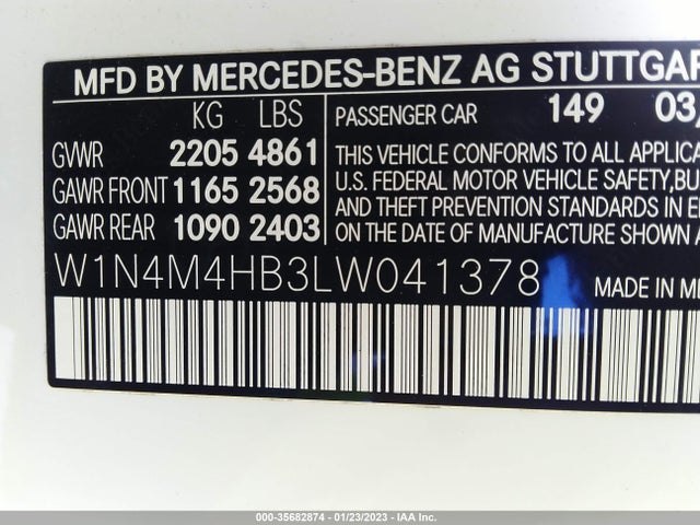 2020 Mercedes-Benz GLB-Class, VIN: W1N4M4HB3LW041378
