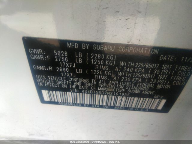 4S4BTGSD7N3161956 Subaru Outback Wilderness