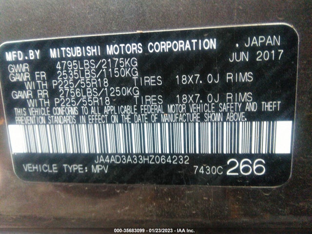 JA4AD3A33HZ064232 Mitsubishi Outlander Se/sel