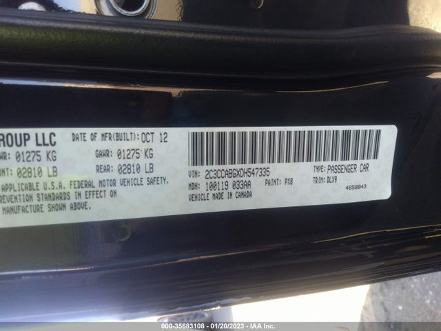 2013 CHRYSLER 300 300S VIN: 2C3CCABGXDH547335