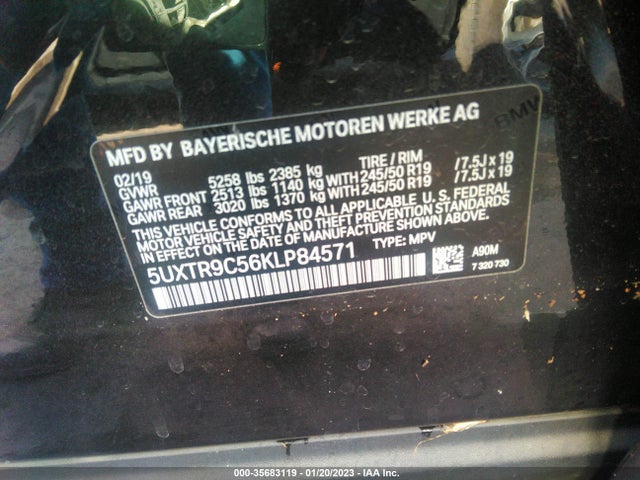 2019 BMW X3, VIN: 5UXTR9C56KLP84571