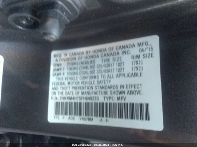 Honda Cr-v Ex-l 2015 2HKRM4H75FH649230 Image 9