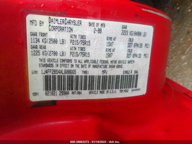 1J4FF28S4XL608665 Jeep Cherokee