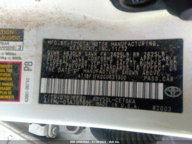 Toyota Camry 2012 4T1BF1FK0CU631300 Image 10