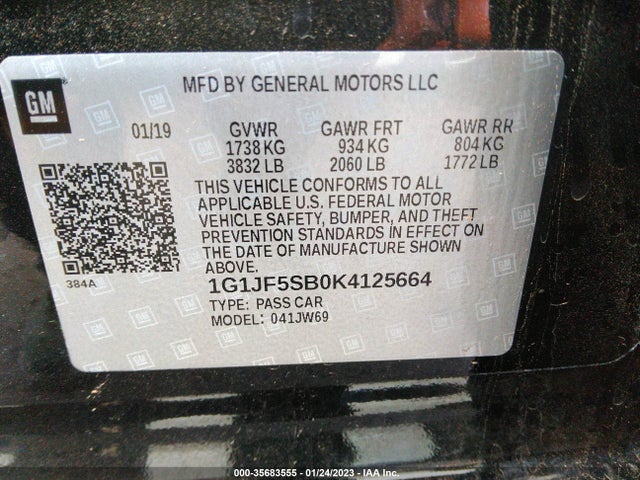Chevrolet Sonic Premier 2019 1G1JF5SB0K4125664 Image 10