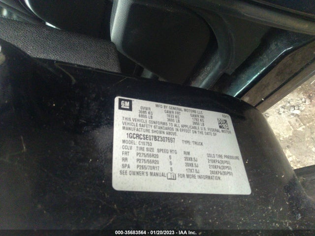 2011 CHEVROLET SILVERADO 1500 LT VIN: 1GCRCSE07BZ307697