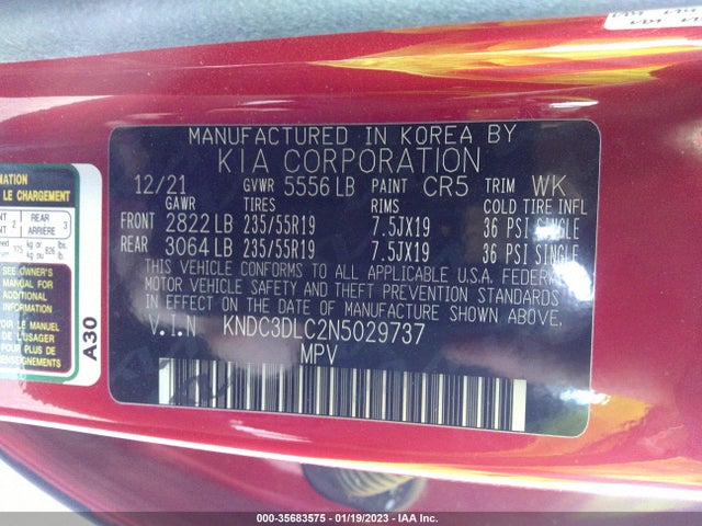 2022 Kia EV6, VIN: KNDC3DLC2N5029737