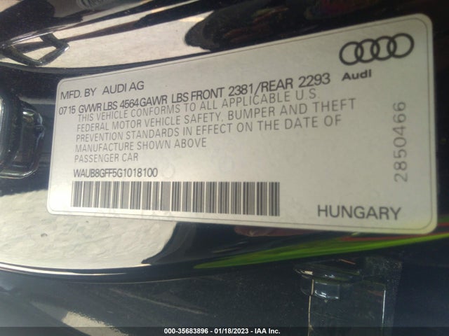 2016 Audi A3, VIN: WAUB8GFF5G1018100