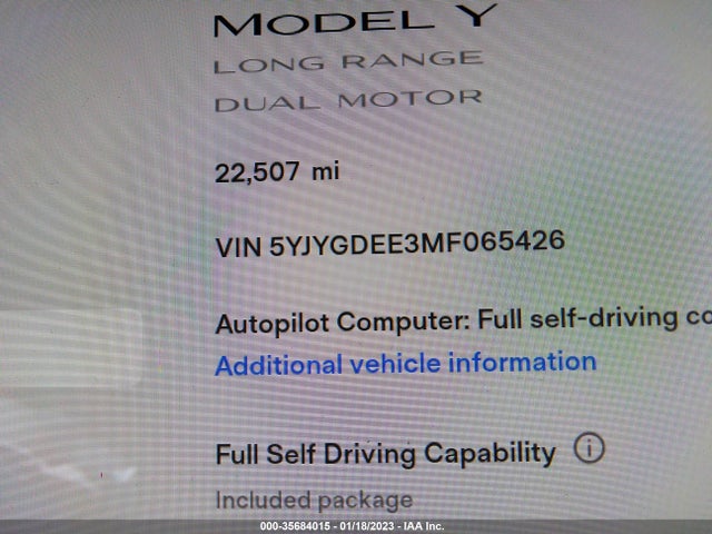 Tesla Model Y Long Range 2021 5YJYGDEE3MF065426 Image 7