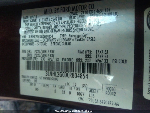 Lincoln MKZ 2012 3LNHL2GC0CR804854 Image 10