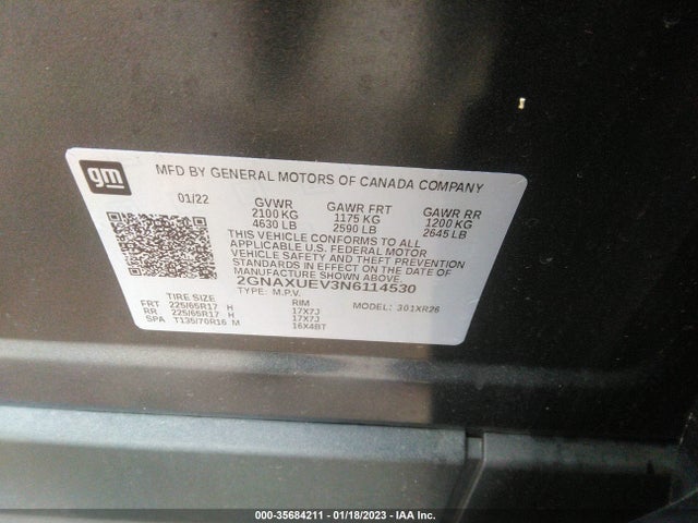 Chevrolet EQUINOX LT 2022 2GNAXUEV3N6114530 Image 9
