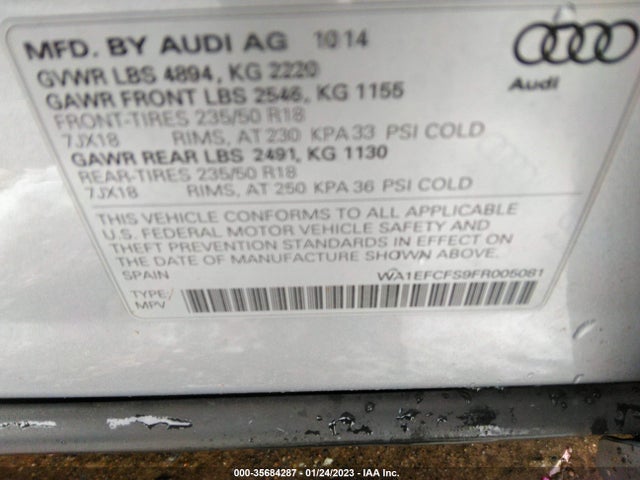 2015 Audi Q3, VIN: WA1EFCFS9FR005081
