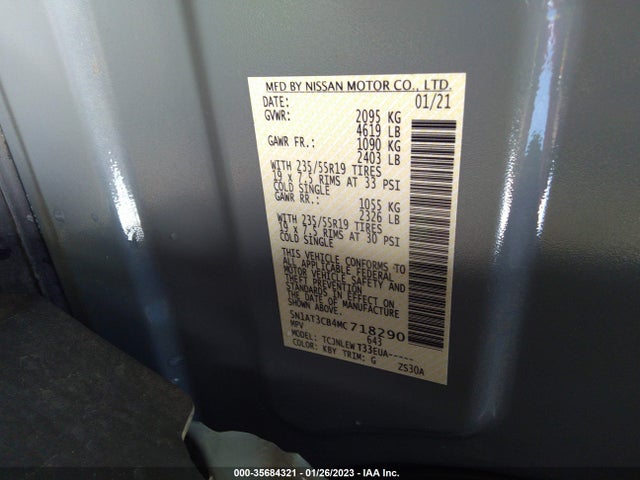 2021 NISSAN ROGUE SL VIN: 5N1AT3CB4MC718290