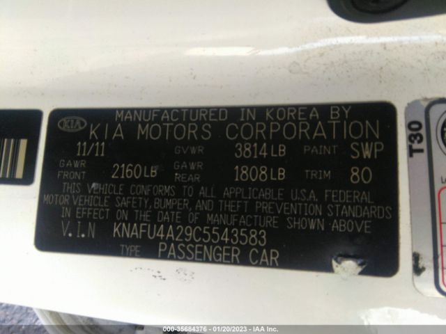 KNAFU4A29C5543583 KIA FORTE EX