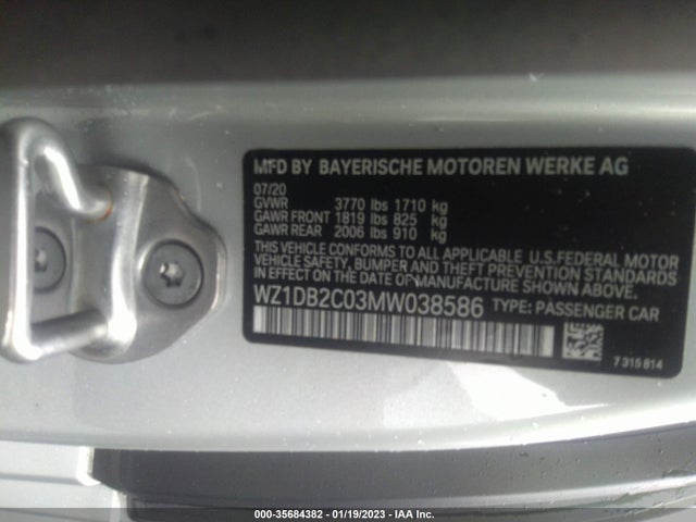 2021 Toyota Supra, VIN: WZ1DB2C03MW038586