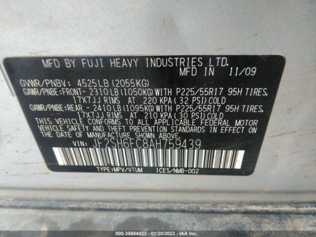 JF2SH6FC8AH759439 Subaru Forester 2.5xt Limited